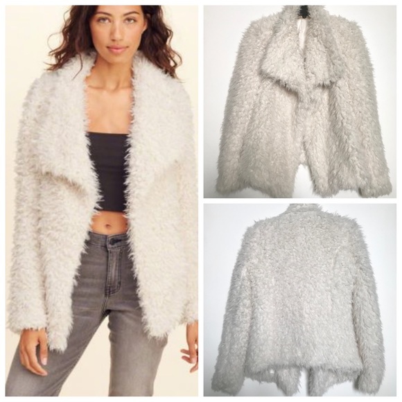 Hollister Jackets & Blazers - Hollister Faux Fur Collar Open Front Jacket Coat